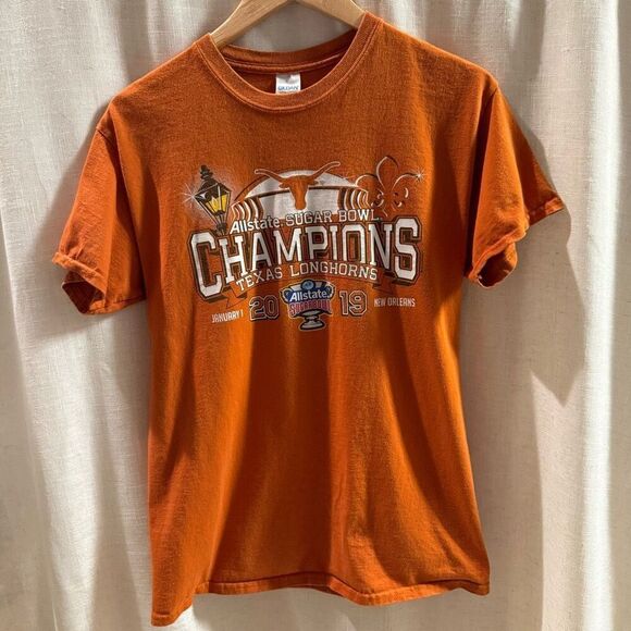 Texas Longhorns TShirt Mens Med Orange 2019 Sugar Bowl Champions Gildan Ncaa